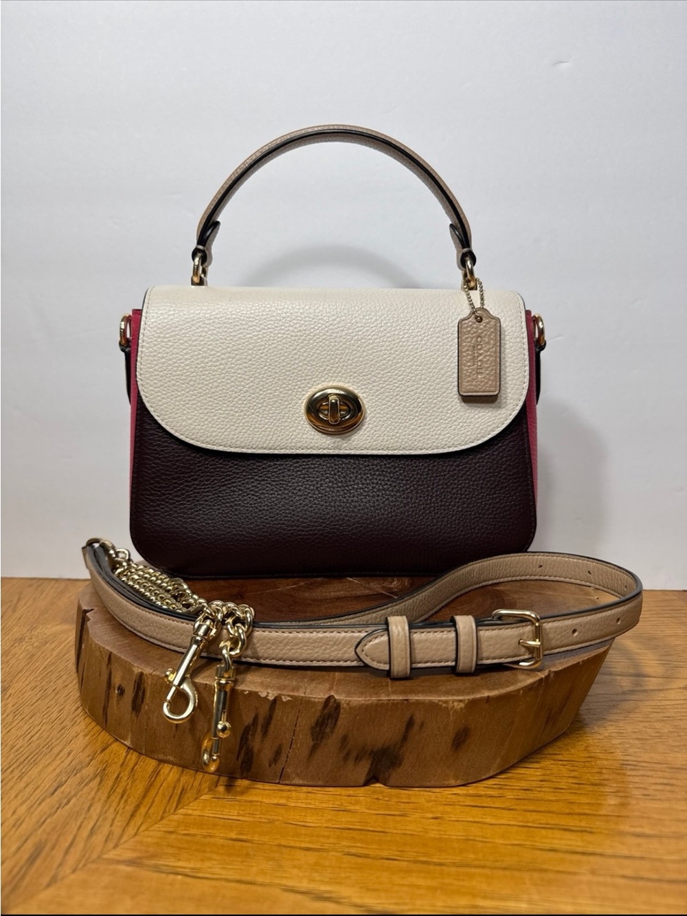 COACH COLORBLOCK MARLIE TOP HANDLE SATCHEL CROSSBODY WITH DUST BAG